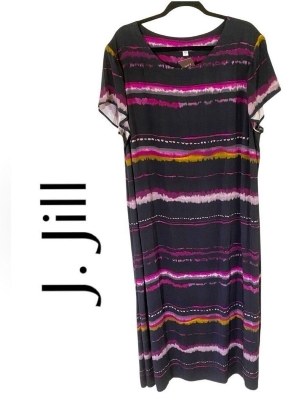J.Jill-NWT 3X 100% viscose. Silky, watercolor abstract boho maxi dress. New!